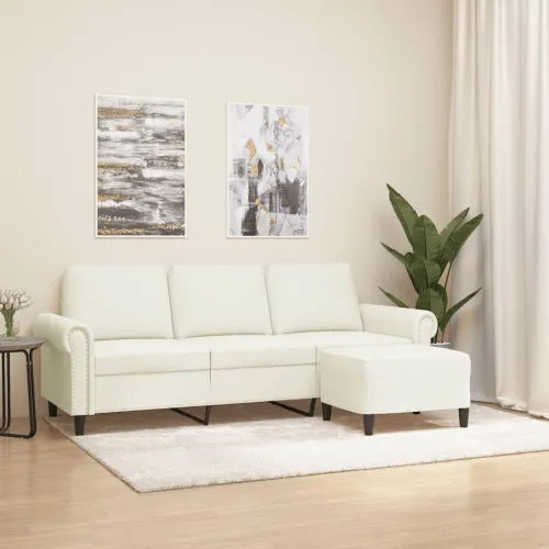 Trosjed s tabureom krem 180 cm baršunasti - Krema Cijena