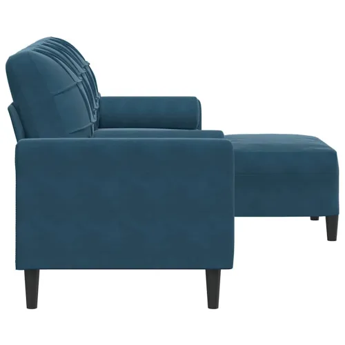 Trosjed s tabureom plavi 180 cm baršunasti - Plava 180 cm Cijena