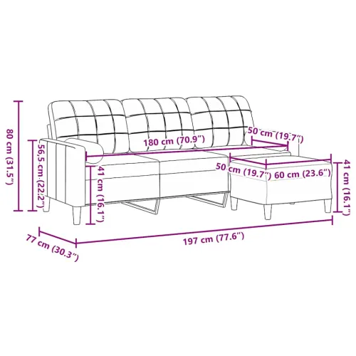 Trosjed s tabureom plavi 180 cm baršunasti - Plava 180 cm Cijena