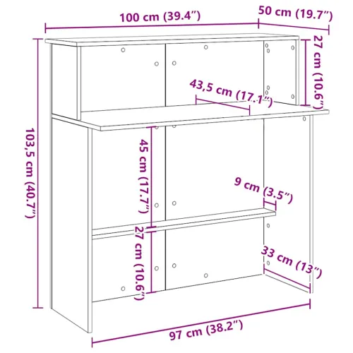 Recepcijski stol Bijeli 100x50x103,5 cm Inženirsko drvo - Bijela Cijena