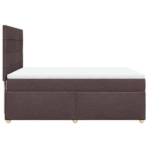 Boxspring - Krevet s oprugama i madracem tamnosmeđi 160x200 cm tkanina - Tamno smeđa 160 x 200 cm Blok s kvadratima Tamno smeđa Cijena