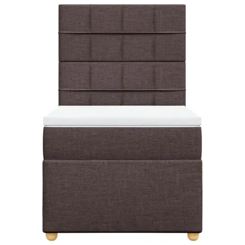 Boxspring - Krevet s oprugama i madracem tamnosmeđi 90 x 200 cm od tkanine - Tamno smeđa 90 x 200 cm Blok s kvadratima Tamno sme Cijena