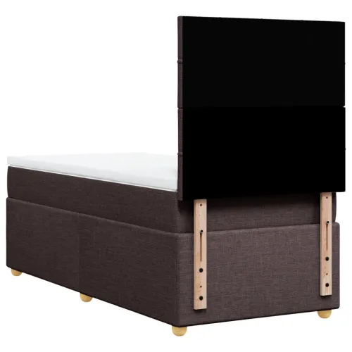 Boxspring - Krevet s oprugama i madracem tamnosmeđi 90 x 200 cm od tkanine - Tamno smeđa 90 x 200 cm Blok s kvadratima Tamno sme Cijena
