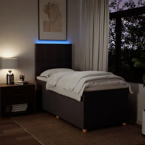 Boxspring - Krevet s oprugama i madracem tamnosmeđi 90 x 200 cm od tkanine - Tamno smeđa 90 x 200 cm Blok s kvadratima Tamno sme Cijena