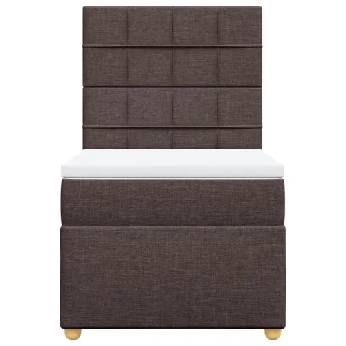 Boxspring - Krevet s oprugama i madracem tamnosmeđi 90 x 190 cm od tkanine - Tamno smeđa 90 x 190 cm Blok s kvadratima Tamno sme Cijena