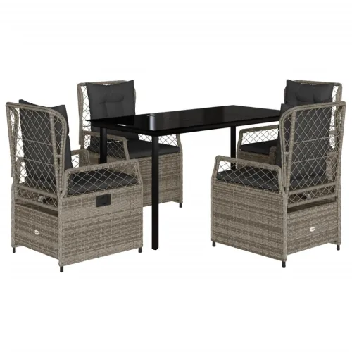 Vrtna garnitura - 5-dijelni vrtni blagovaonski set sivi od poliratana - Siva 140 x 70 x 74 cm 4 Cijena