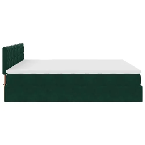 otoman krevet s madracem i LED 160x200 cm baršunasti - Tamnozelena 160 x 200 cm gumbi Tamnozelena Cijena