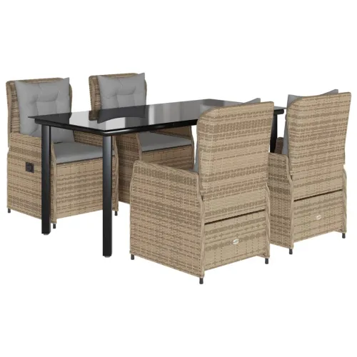 Vrtna garnitura - 5-dijelni vrtni blagovaonski set od poliratana s jastucima bež - bež i svjetlosiva 160 x 80 x 74 cm 4 Cijena