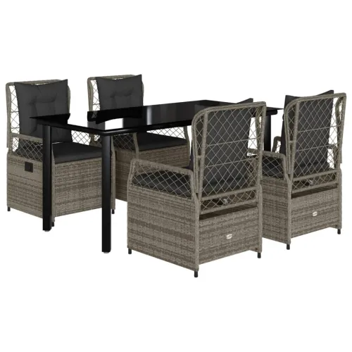 Vrtna garnitura - 5-dijelni vrtni blagovaonski set sivi od poliratana - Siva 160 x 80 x 74 cm 4 Cijena
