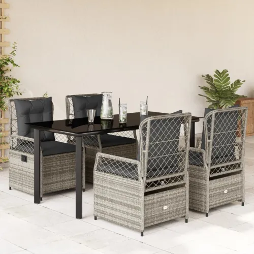Vrtna garnitura - 5-dijelni vrtni blagovaonski set sivi od poliratana - Siva 160 x 80 x 74 cm 4 Cijena
