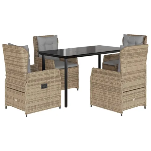 Vrtna garnitura - 5-dijelni vrtni blagovaonski set od poliratana s jastucima bež - bež i svjetlosiva 140 x 70 x 74 cm 4 Cijena