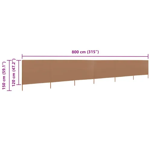 Vjetrobran sa 6 panela od tkanine 800 x 120 cm smeđe-sivi - Sivo-smeđa 800 x 120 cm Cijena