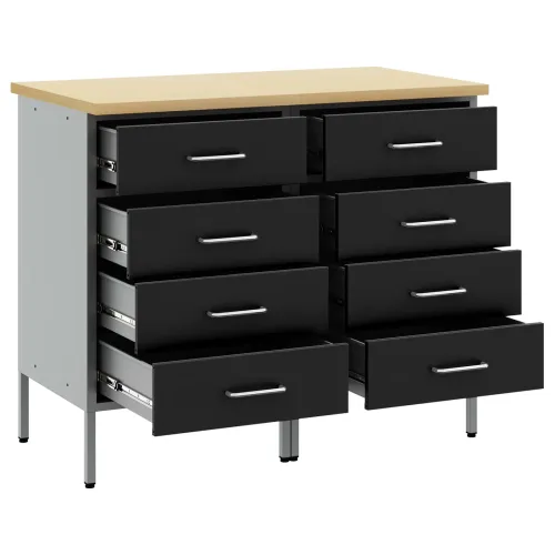 Radni ormar s ladicama 2 kom. Crna i Siva 100 x 55 x 85 cm - Crna 100 cm radna klupa (8 ladica) Cijena