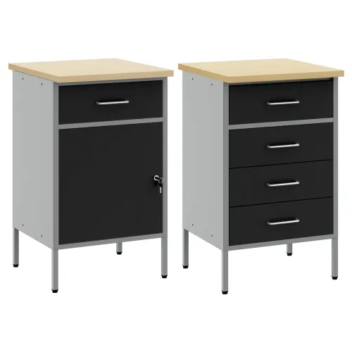 Radni ormar s ladicama 2 kom. Crna i Siva 100 x 55 x 85 cm - Crna Radna klupa 100 cm (5 ladica i 1 vrata) Cijena
