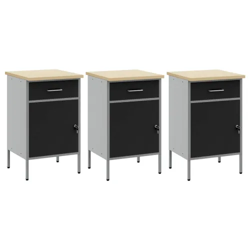 Radni ormar s ladicama 3 kom. Crna i Siva 150 x 55 x 85 cm - Crna radna klupa 150 cm (3 ladice i 3 vrata) Cijena