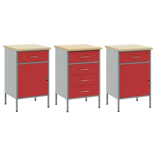Radni ormar s ladicama 3 kom. Crvena i siva 150 x 55 x 85 cm - Crvena Radni stol od 150 cm (6 ladica i 2 vrata) Cijena