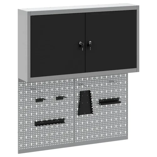 Set ormara za alate 3 kom. Crna Čelik s prahom premazan - Crna 100 cm pegboard + ormar Cijena