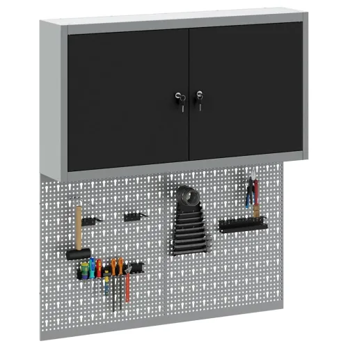 Set ormara za alate 3 kom. Crna Čelik s prahom premazan - Crna 100 cm pegboard + ormar Cijena