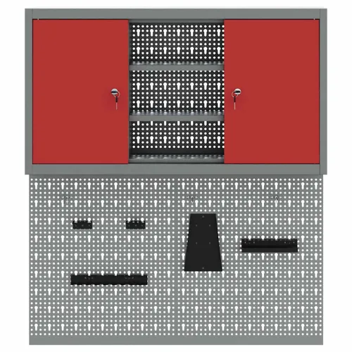 Set ormara za alate 3 kom. Crvena Čelik s prahom premazan - Crvena 100 cm montažna ploča + ormar sa montažnom pločom Cijena