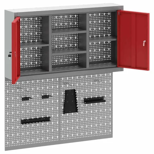Set ormara za alate 3 kom. Crvena Čelik s prahom premazan - Crvena 100 cm montažna ploča + ormar sa montažnom pločom Cijena