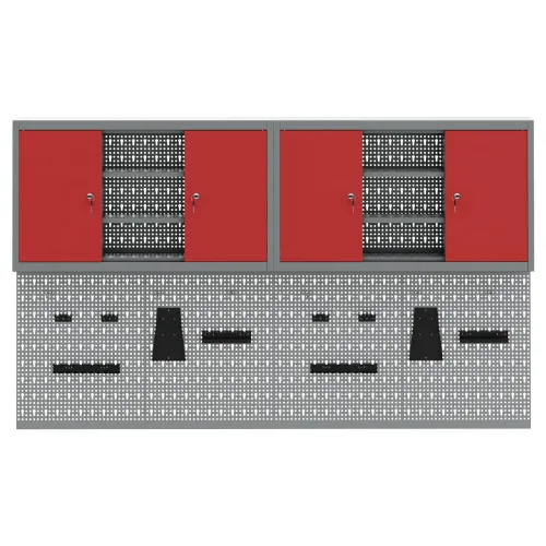 Set ormara za alate 6 kom. Crvena Čelik s prahom premazan - Crvena 200 cm pegboard + ormar s pegboardom Cijena