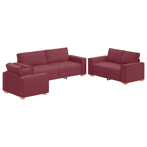 Sofa 3 kom. Vinska crvena Platnasta tkanina - boja crnog vina Cijena