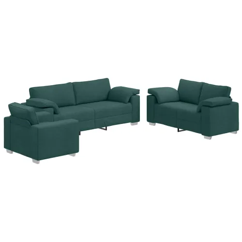Sofa 3 kom. Tamnozelena Platnasta tkanina - Tamnozelena Cijena