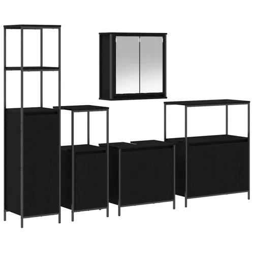 Set namještaja za kupaonicu 5 kom. Crni hrast 36 x 35 x 165 cm - Crni hrast Ormar za umivaonik +ormarić na zidu +3x ormar za kup Cijena