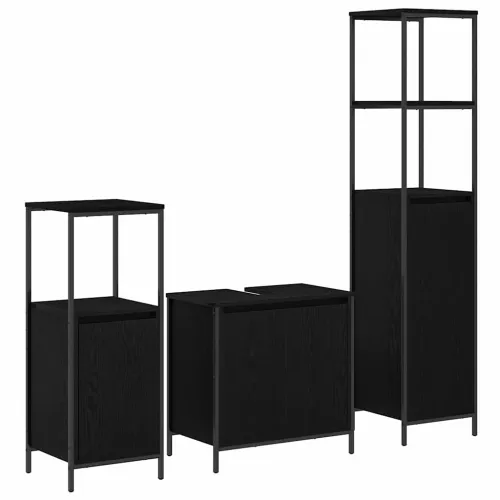Set namještaja za kupaonicu 3 kom. Crni hrast 36 x 35 x 165 cm - Crni hrast Ormar za umivaonik +2x ormar za kupaonicu Cijena