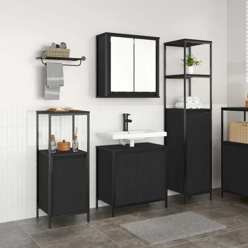 Set namještaja za kupaonicu 3 kom. Crni hrast 36 x 35 x 165 cm - Crni hrast Ormar za umivaonik +2x ormar za kupaonicu Cijena