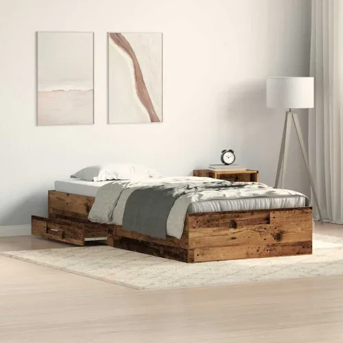 Okvir za krevet Staro drvo 90 x 200 cm Konstruirano drvo - Staro drvo 90 x 200 cm Cijena