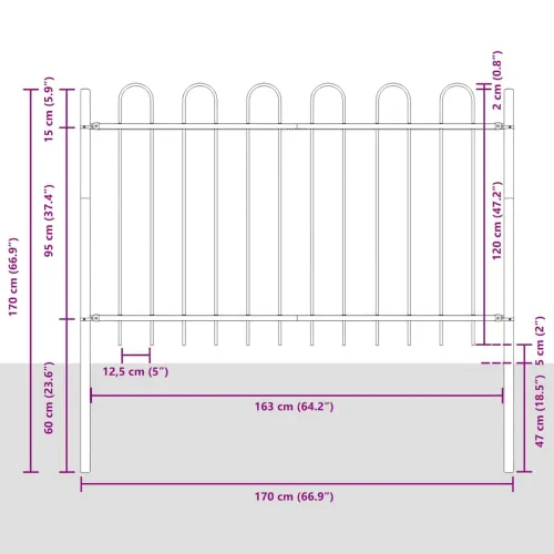 Vrtna Ograda BOXTEL 2 kom. 3,4 x 1,2 m Čelik s prahom Siva - Siva 340 cm 120 cm Cijena