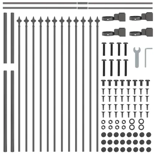 Vrtna Ograda WOERDEN 3 kom. 5,1 x 1 m Čelik s prahom Siva - Siva 510 cm 100 cm Cijena