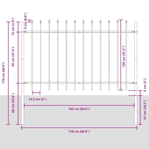 Vrtna Ograda WOERDEN 5 kom. 8,5 x 1,2 m Čelik s prahom Siva - Siva 850 cm 120 cm Cijena