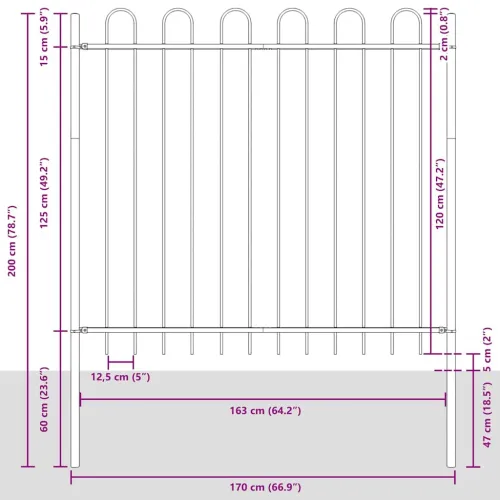 Vrtna Ograda BOXTEL 6 kom. 10,2 x 1,5 m Čelik s prahom Siva - Siva 1020 cm 150 cm Cijena
