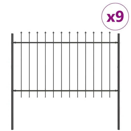 Vrtna Ograda WOERDEN 9 kom. 15,3 x 1,2 m Čelik s prahom Siva - Siva 1530 cm 120 cm Cijena