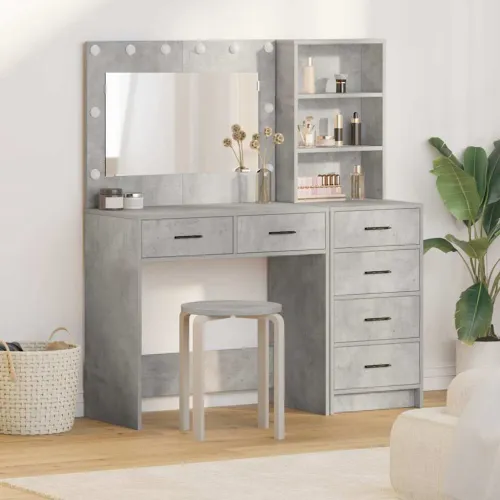 Toaletni stol 2 kom. Siva 78.5 x 41 x 135 cm Konstruirano drvo - Beton siva Cijena