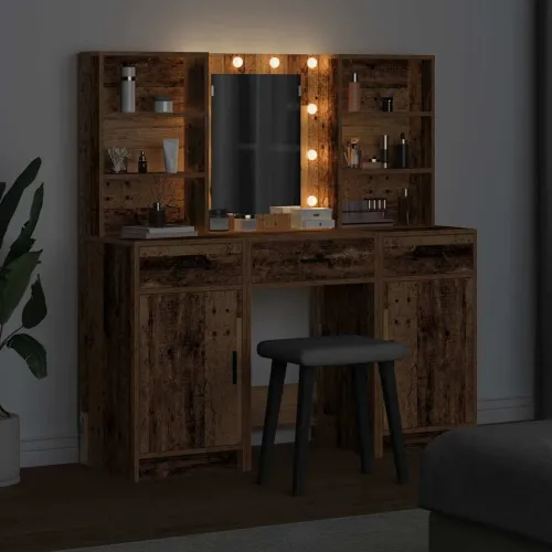 Set stola za oblačenje s LED 3 kom. Staro drvo - Staro drvo Cijena
