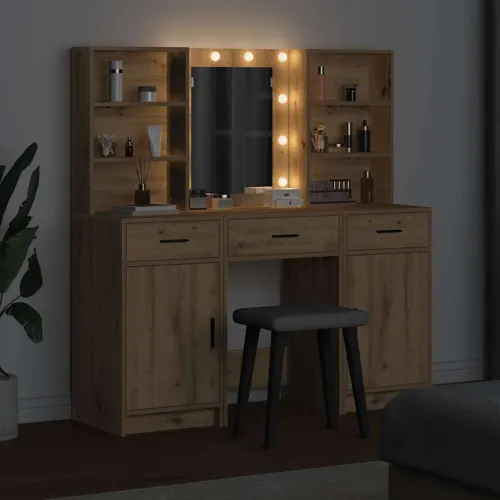 Set stola za oblačenje s LED 3 kom. Umjetnički hrast - hrast artisan Cijena