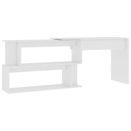 Kutni radni stol bijeli 200 x 50 x 76 cm od konstruiranog drva - Bijela Bijela Cijena