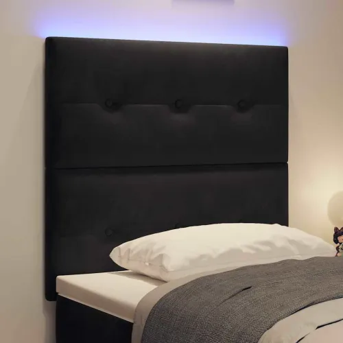 LED glava kreveta s LED trakama Crna 80 cm Baršun - Crna 80 cm Visoki uzglavlje Cijena
