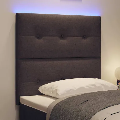 LED glava kreveta s LED trakama Tamno smeđa 90 cm tkanina - Tamno smeđa 90 cm Visoki uzglavlje Cijena