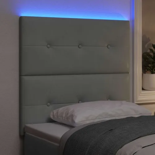 LED glava kreveta s LED trakama Svijetlo siva 100 cm Baršun - Svjetlosiva 100 cm Visoki uzglavlje Cijena