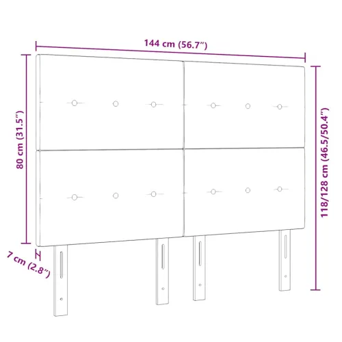 LED glava kreveta s LED trakama Crna 144 cm tkanina - Crna 140 cm Visoki uzglavlje Cijena