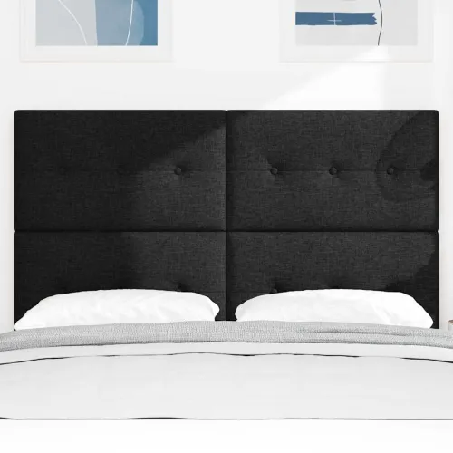 LED glava kreveta s LED trakama Crna 144 cm tkanina - Crna 140 cm Visoki uzglavlje Cijena