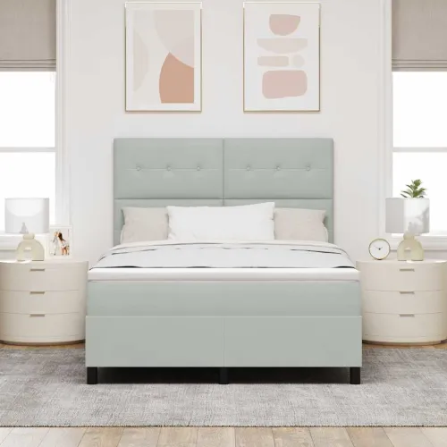 Box spring krevet Svijetlo siva 160 x 200 cm Baršun - Svjetlosiva 160 x 200 cm Prošiveno gumbima Cijena