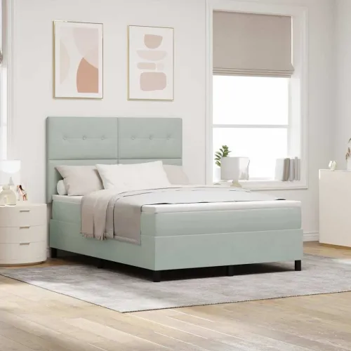 Box spring krevet Svijetlo siva 160 x 200 cm Baršun - Svjetlosiva 160 x 200 cm Prošiveno gumbima Cijena