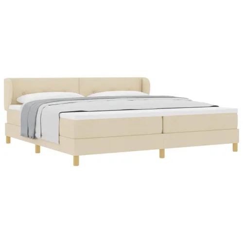 Box spring krevet s uzglavljem Krema 200 x 200 cm tkanina - Krema 200 x 200 cm Prošiveno gumbima Cijena