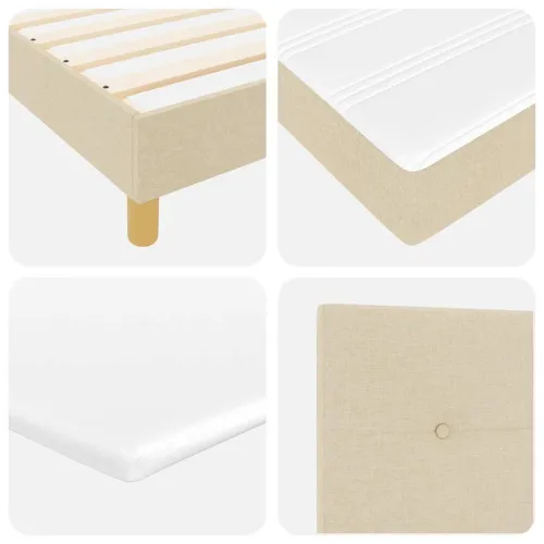 Box spring krevet s uzglavljem Krema 200 x 200 cm tkanina - Krema 200 x 200 cm Prošiveno gumbima Cijena