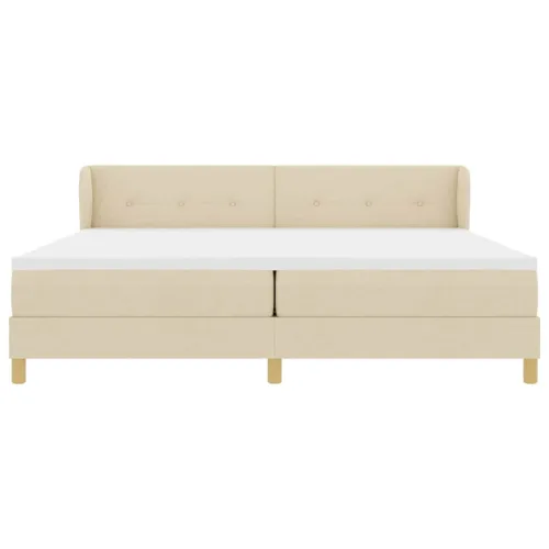 Box spring krevet s uzglavljem Krema 200 x 200 cm tkanina - Krema 200 x 200 cm Prošiveno gumbima Cijena